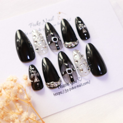 ネイルチップ 量産型 ツイード推しネイル ネイビー #95 ネイルチップ 量産型 ツイード推しネイル ネイビー #95 ネイル