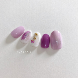 [No.98]貝殼花☆紫色♡可愛的❁可愛的指甲♡指甲指甲尖 第2張的照片