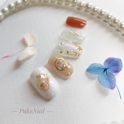 Puke Nail [No.185] 珍珠白&amp;米色/婚禮/派對♡ v ♡ 監獄美甲小貼士 第3張的照片