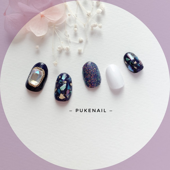 Puke Nail Shipping免費[No.237] Shell Deco Glitter演唱會和服♡v♡監獄釘子技巧 第1張的照片