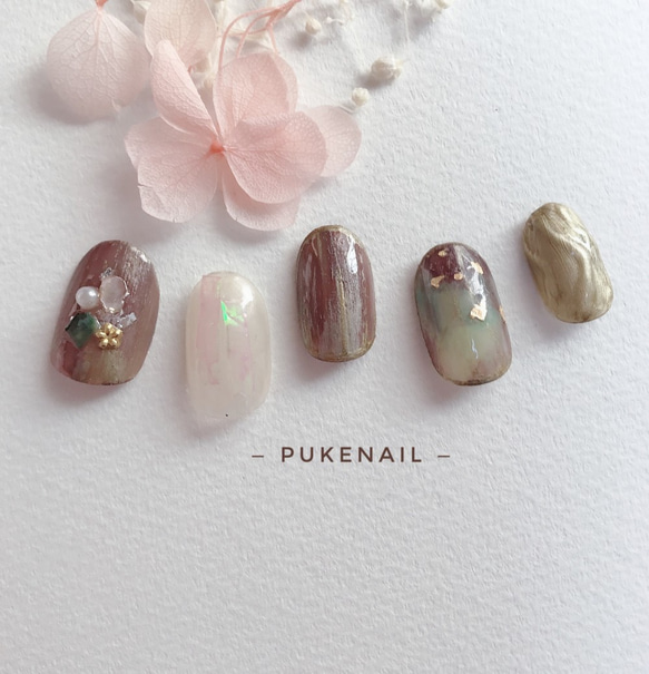 Puke Nail Shipping Free [No.263] Nuance摩卡/全息圖金屬流行♡監獄指甲芯片 第2張的照片