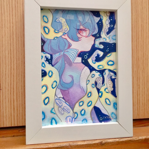 タコの油彩画【オリジナル】油絵　イラスト　インテリア　アート　原画　絵画　タコ 美大生が描いた『タコ』を5万人が絶賛 「本物にしか見えない