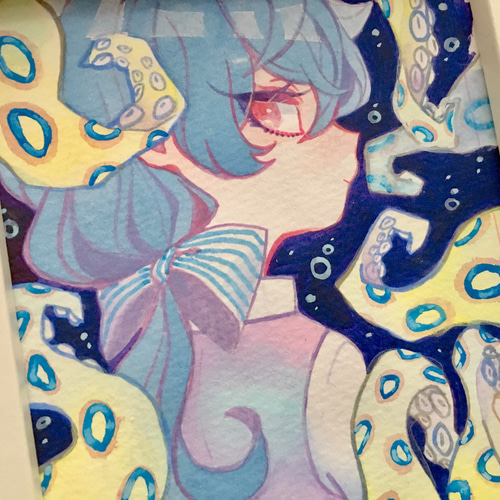 タコの人魚 絵画 あきことくるみ 通販 6886512｜Creema(クリーマ)