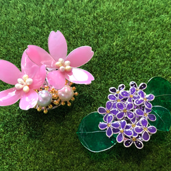 紫陽花モチーフのブローチ(帯留め) 4枚目の画像