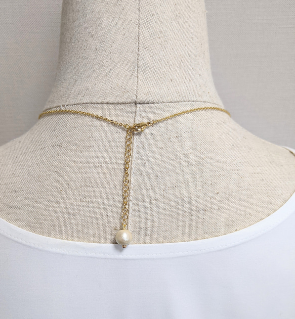 【サージカルステンレス】コットンパール♡7粒グラデーションネックレス　軽い　キスカ　ホワイト　シルバー　ゴールド　 6枚目の画像