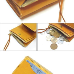 ステッチカラー変更可 本革 ミニ財布 コンパクト財布 サドルレザー 3つ折り財布 オイルブラウン 4枚目の画像
