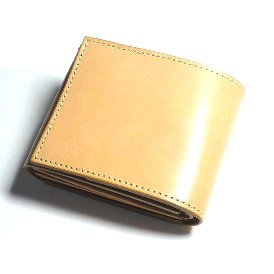 本革 ヌメ革 2つ折り財布 サドルレザー ショートウォレット  ナチュラル 003
