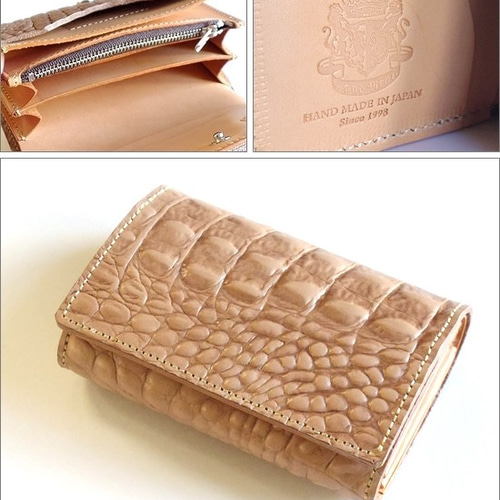 【未使用】LEATHER JEWELS本革クロコ型押し 二つ折り財布 革 財布 クロコダイル型押しレザー二つ折り財布 レザー二つ折り財布|革
