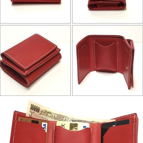 本革コンパクト財布 本革 コンパクトウォレット ハードレザー 牛革 二つ折り財布