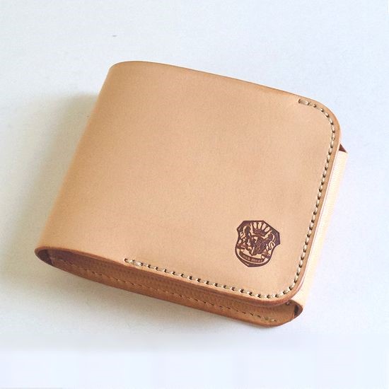 ステッチカラー変更可 本革 ミニ財布 コンパクト財布 サドルレザー 2つ折り財布 ナチュラル