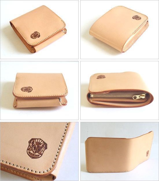 ステッチカラー変更可 本革 ミニ財布 コンパクト財布 サドルレザー 2つ折り財布 ナチュラル