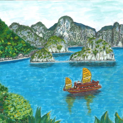 水彩画】ベトナム ハロン湾 絵画 K.Yamasaki 通販｜Creema(クリーマ  