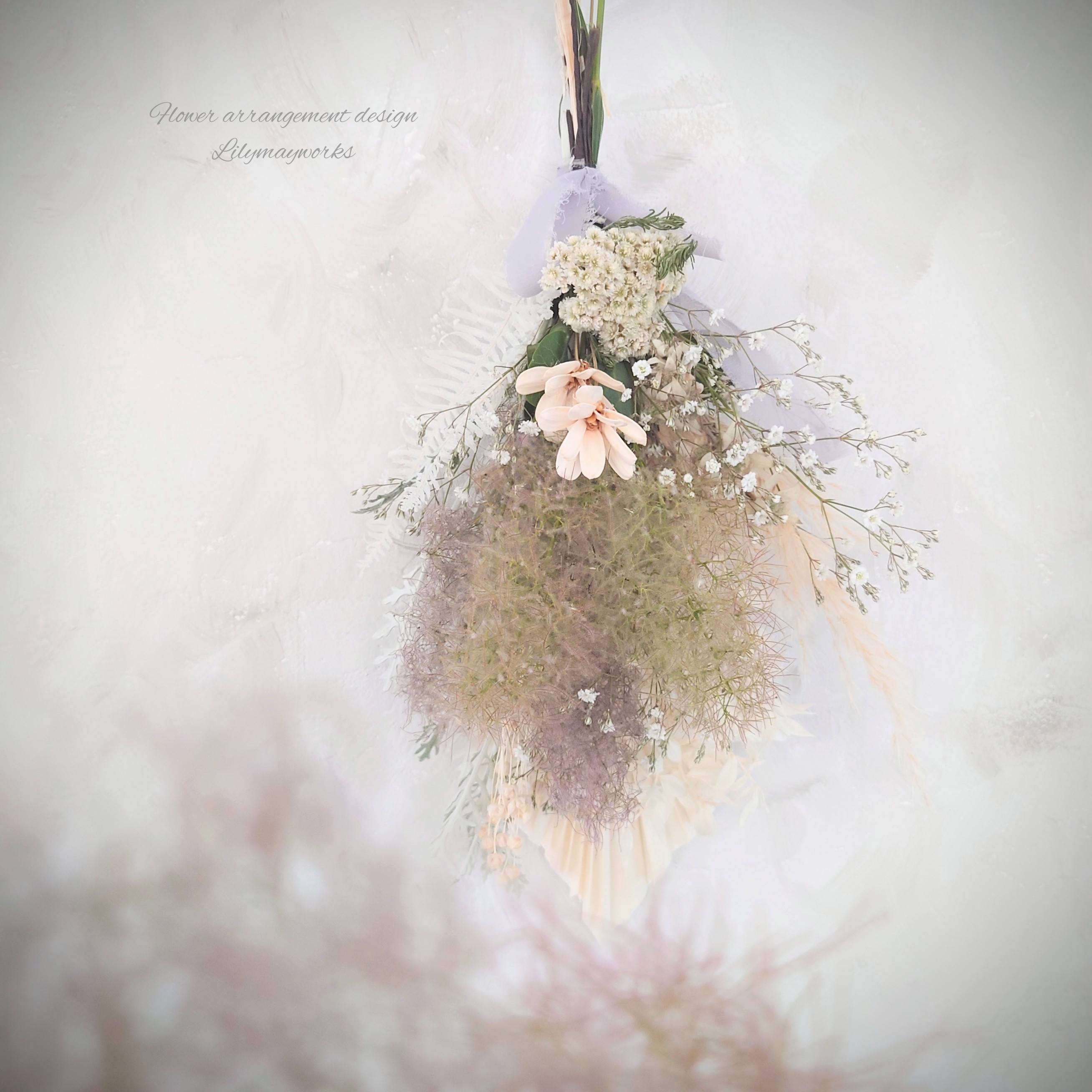 新作✴︎ドライフラワースワッグ 流木インテリア 白っぽ 