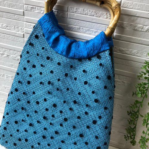 アンティークキルトリメイク　グラニーバッグ アトリエチャンドニー】ミラー刺繍カンタバッグ - インドの