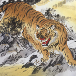 迫力の虎と粋な小紋の個性的なメンズリバーシブルマフラー 6枚目の画像