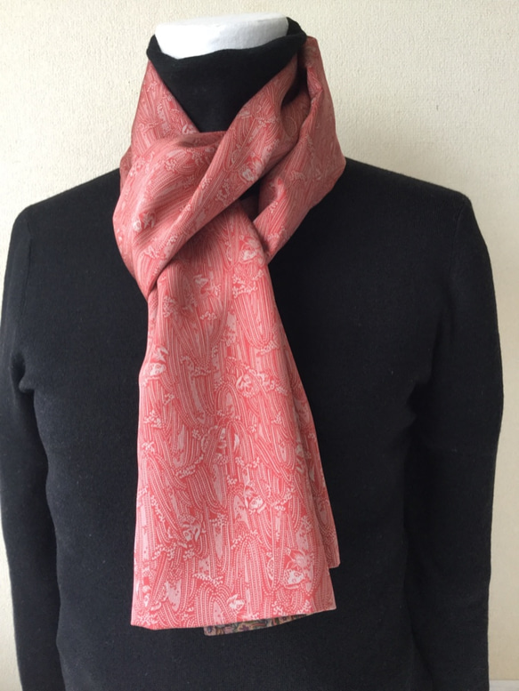 コート地 紋意匠 手描 甚三紅色 正絹 反物 【公式通販】