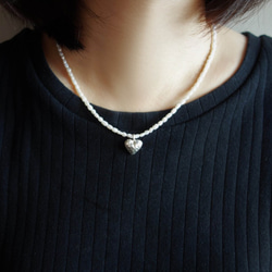 925純銀 淡水珍珠愛心項鍊/頸鍊【日日 hibi jewellery】 第3張的照片