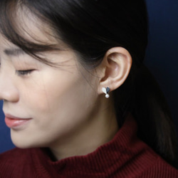 925純銀 愛心摺紙珍珠耳環/可改夾式/夾式耳環【日日 hibi jewellery】 第3張的照片