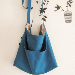 【再販】Linen shoulder bag  -Turquoise- 2枚目の画像