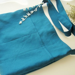 【再販】Linen shoulder bag  -Turquoise- 3枚目の画像