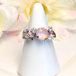 スワロフスキー Swarovski Lucent リング指輪ピンク　キラキラ 新色スワロフスキー 』ダスティピンクディライトのビーズリング