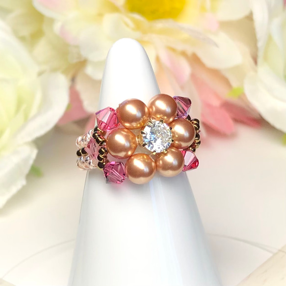 スタージュエリーStarJewelry 7連多重リング パール&ジルコニア
