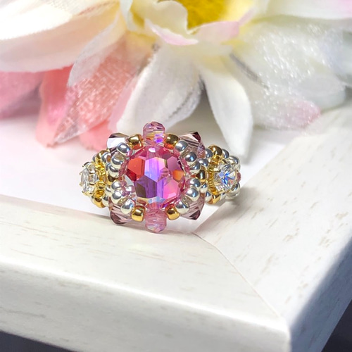 Little Candy 〜ローズピンク〜【スワロフスキー ビーズとジルコニアの  