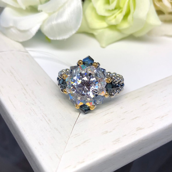 ヴィンテージスワロフスキー ネイビー ブルー キラキラ 大人アクセサリー