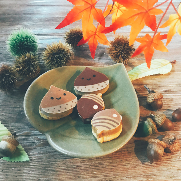 秋のデコチョコクッキー(どんぐりとくり) 1枚目の画像
