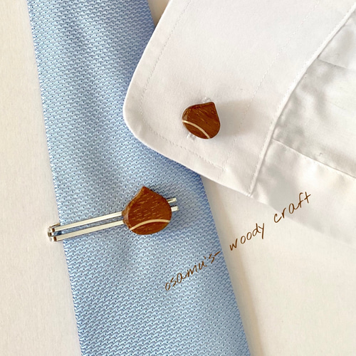 ウッディカフス 栗のネクタイピンとカフスmen'sセット 栗色（ブラウン） その他