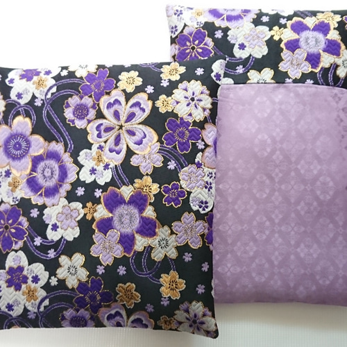 金紫の刺繍が豪華絢爛な黒×紫×ラベンダー金襴お財布布団》風水で金運 
