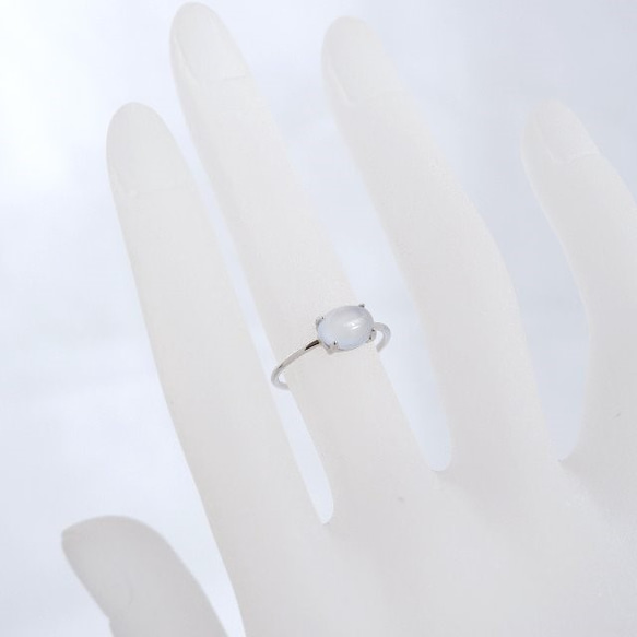 高品質な"宝石質ブルーカルセドニー"の指輪（Silver925リング） 3枚目の画像