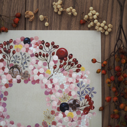 ペッパーベリー バラの実 リース ピンク 秋の新作リース ポスター 3枚目の画像