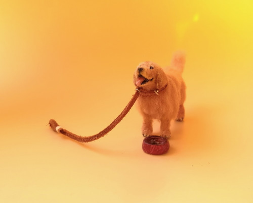 【羊毛フェルト ゴールデンレトリバー 犬 】 ドールハウス ミニチュア 1/6 羊毛フェルト ゴールデンレトリバー 犬 】 ドールハウス