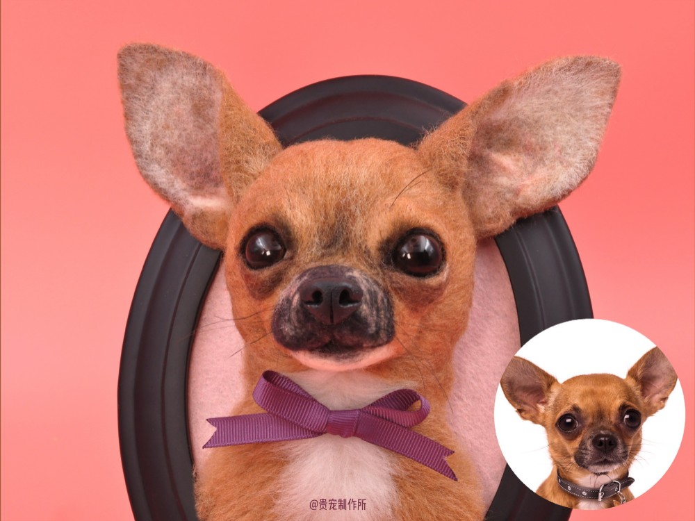 「オーダーメイド」高度なシミュレーションウールは、チワワ犬のエンボスステレオフォトフレームペットバストシミュレーションを感じまし