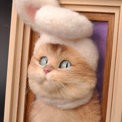 「接單製作」高級仿真羊毛氈浮雕式立體相框 寵物半身像 植毛仿真貓咪---來圖定制 第5張的照片