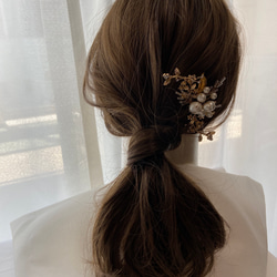 【再販×15】結婚式やお呼ばれに 小枝アクセサリー コットンパールヘアコーム 5枚目の画像