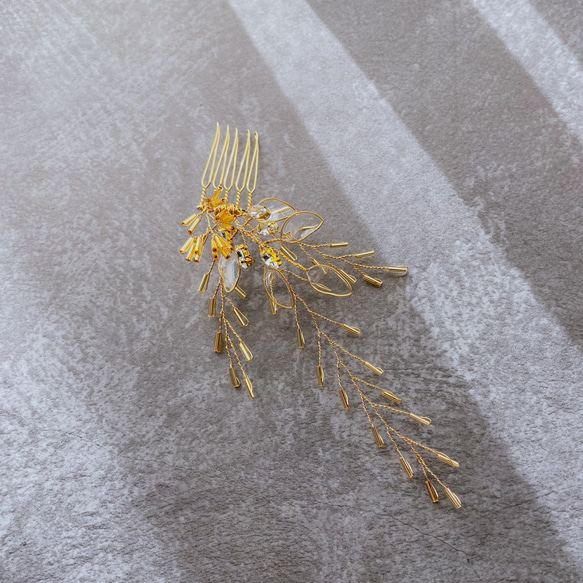 【再販×2】ディップフラワー 小枝アクセサリー ヘアコーム ヘッドドレス 3枚目の画像