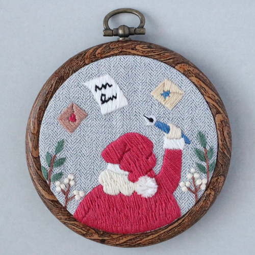 受注制作】手刺繍クリスマスファブリックパネル＊名入れ無料