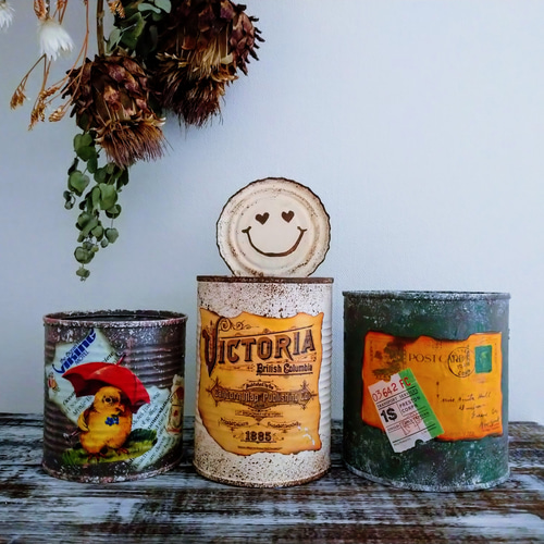 数量限定1セット＊＊～Creema限定秋の福袋No.2～リメイク缶3点+おまけ  