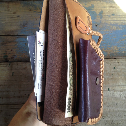 長財布 ロングウォレット 一点物 革財布 手縫い ハンドクラフト レザー