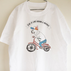 【名前入り】大人サイズ　フレンチブルドッグ　Tシャツ　自転車　お出かけ T　サイクリング　親子コーデ 6枚目の画像