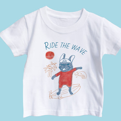 KID'Sサイズ　サーフィンTシャツ　フレンチブルドッグ　旅行　お出かけ T　海　リラックス　親子コーデ　リンクコーデ 4枚目の画像