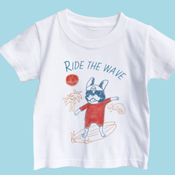 KID'Sサイズ　サーフィンTシャツ　フレンチブルドッグ　旅行　お出かけ T　海　リラックス　親子コーデ　リンクコーデ 5枚目の画像