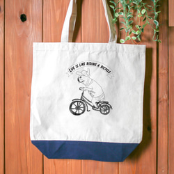 【名前入り】フレンチブルドッグ　トートバッグ　Mサイズ　マザーズバッグ　通勤　通学　自転車　お出かけ 　サイクリング　 3枚目の画像