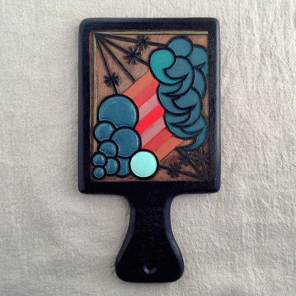木彫手鏡（shuiro）送料無料 1枚目の画像