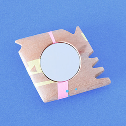 手鏡 small 直径3㎝ 幾何学模様（パステル）aogu 2枚目の画像