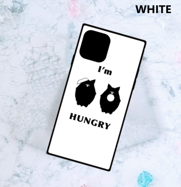 【iPhone】I’ｍ  HUNGRY　ごはん大好きポメラニアン【スクエアケース】 3枚目の画像