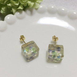 ❅[Purple] Swarovski Cube❅ [ピアス] -228- 3枚目の画像