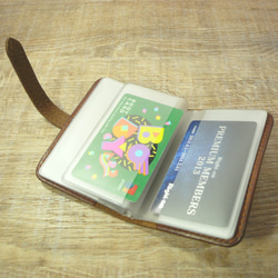 【ITARIAN LEATHER】手帳型カードブックケース　(名刺入　ポイントカード入　メンズ　レディース) 4枚目の画像